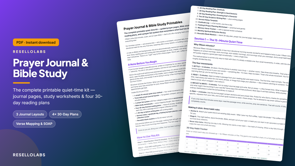 Prayer Journal & Bible Study Printables (PDF Kit)