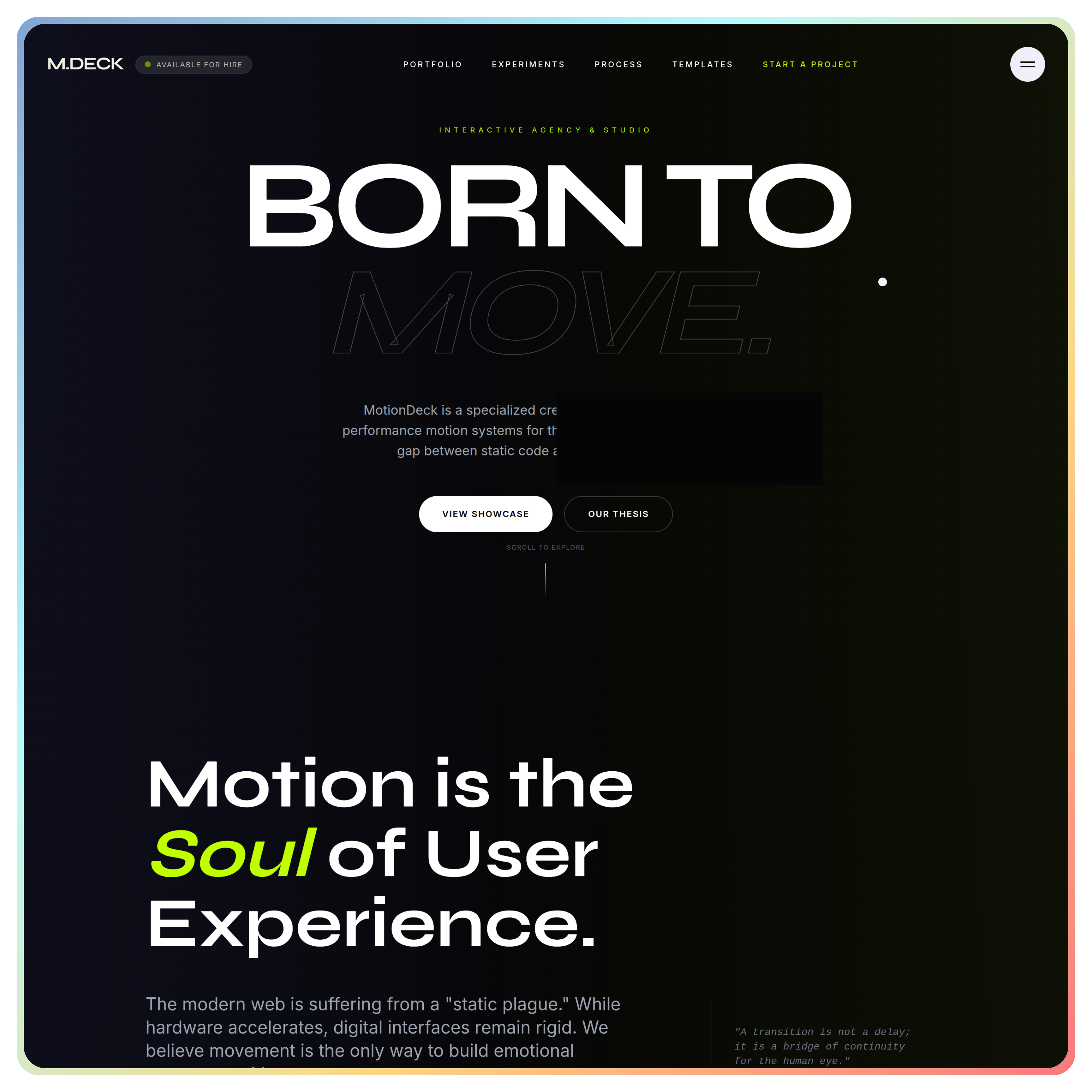 MotionDeck Hero Section Preview