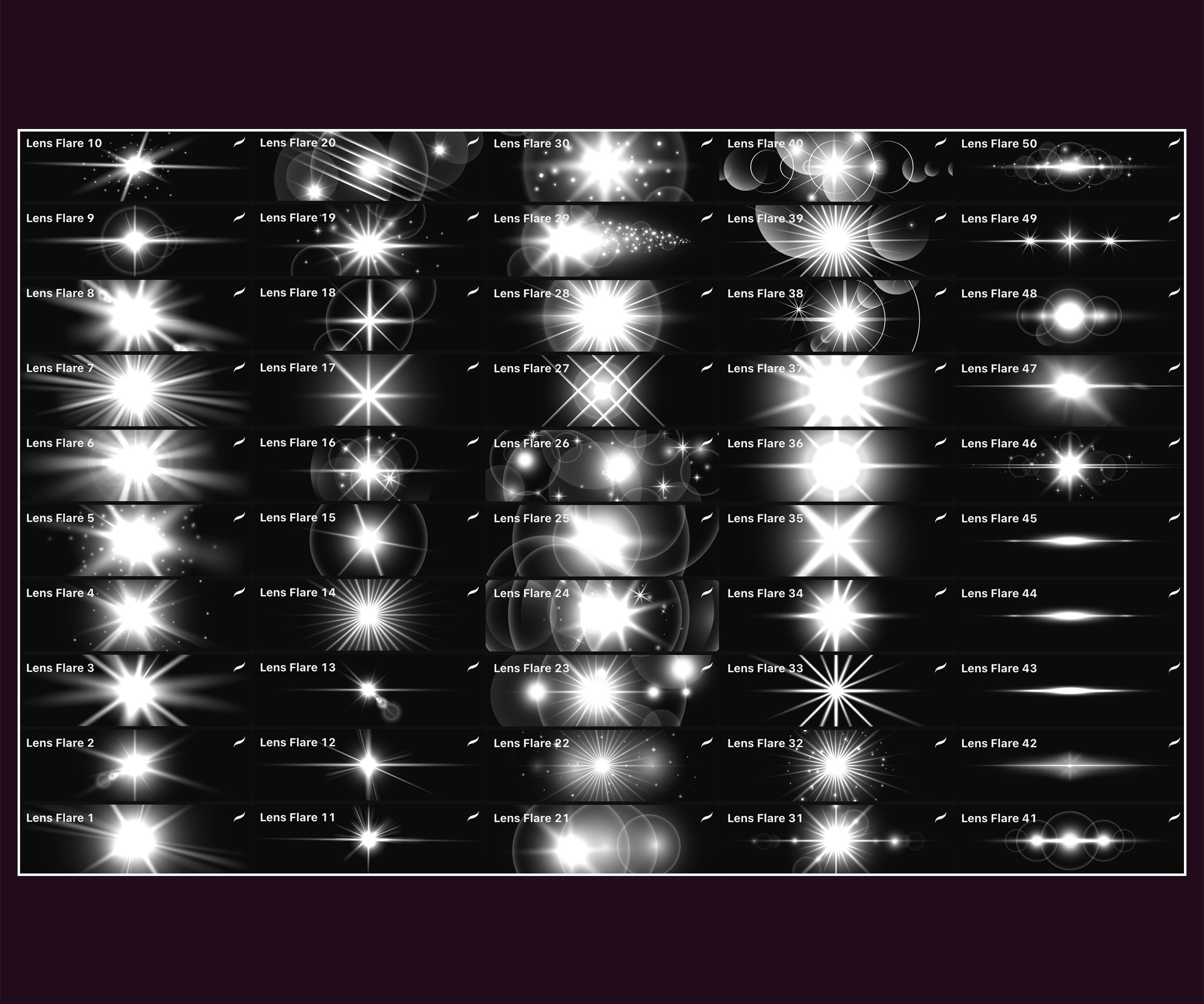 Lens Flare Procreate Brushes, image size:2400x2000