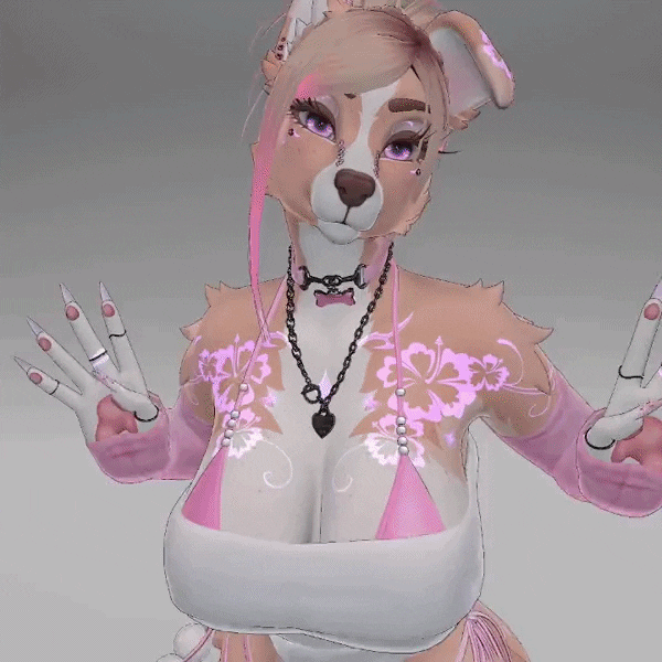 Roxy Puppy Dog Pom - Furry Vrchat Avatar (PC + QUEST + FACETRACKING) 