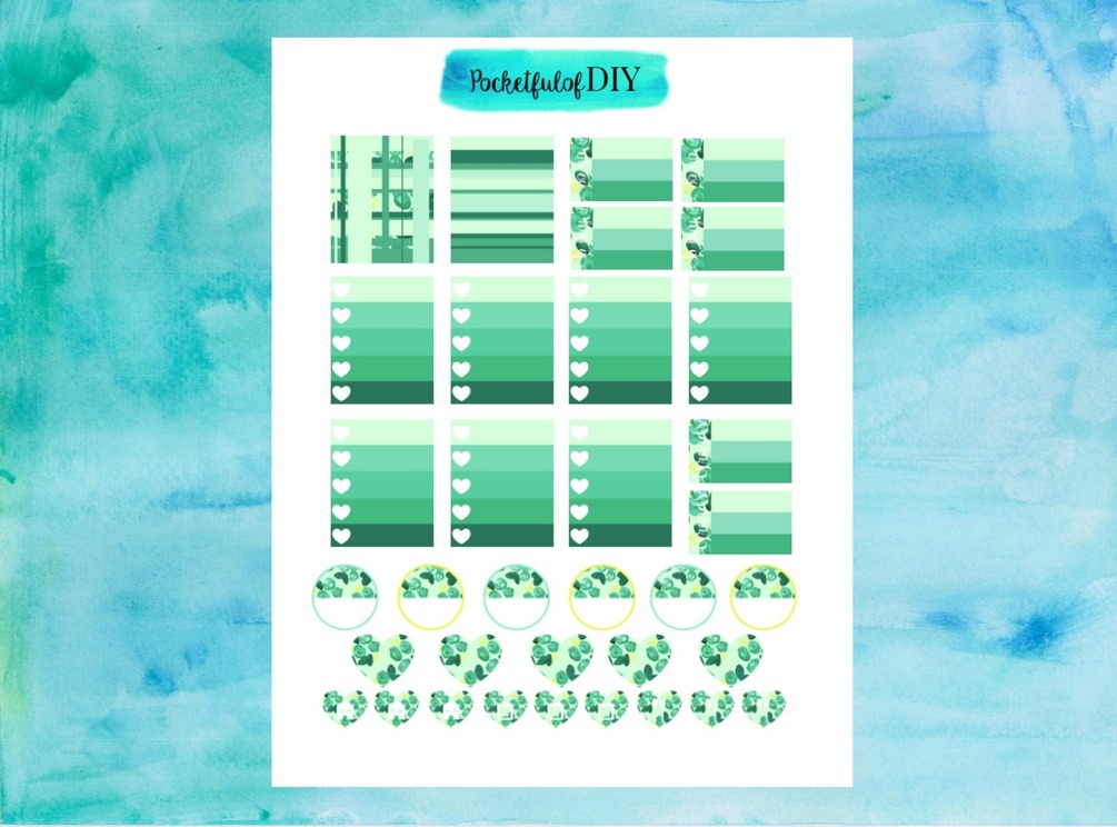 Shades of Green Add-on Kit // March ECLP Planner Stickers (100% ...