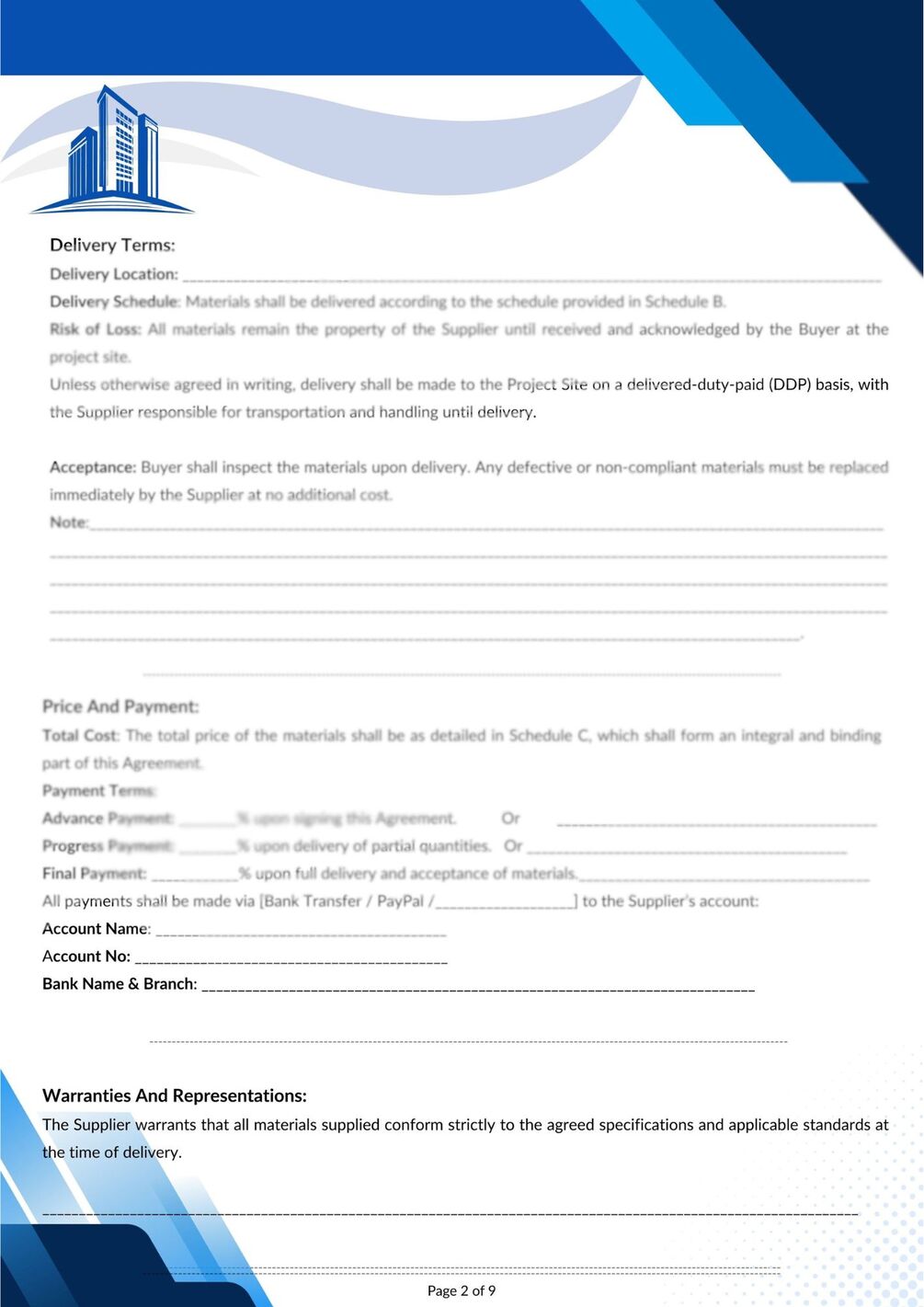 Professional Material Supply Agreement (Contractor & Supplier) – GCC ...