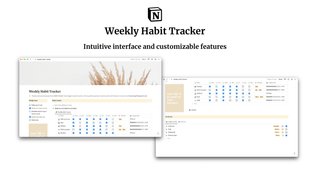 FREE Habit Tracker Template, Customizable