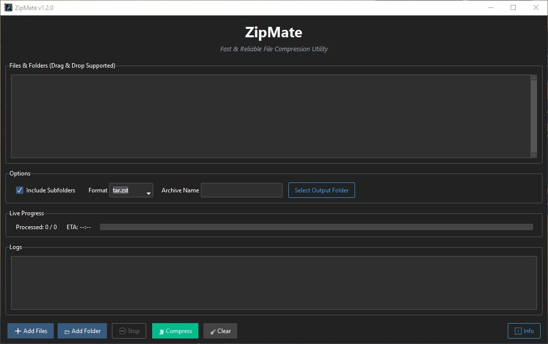 ZipMate v1.2.0 Interface