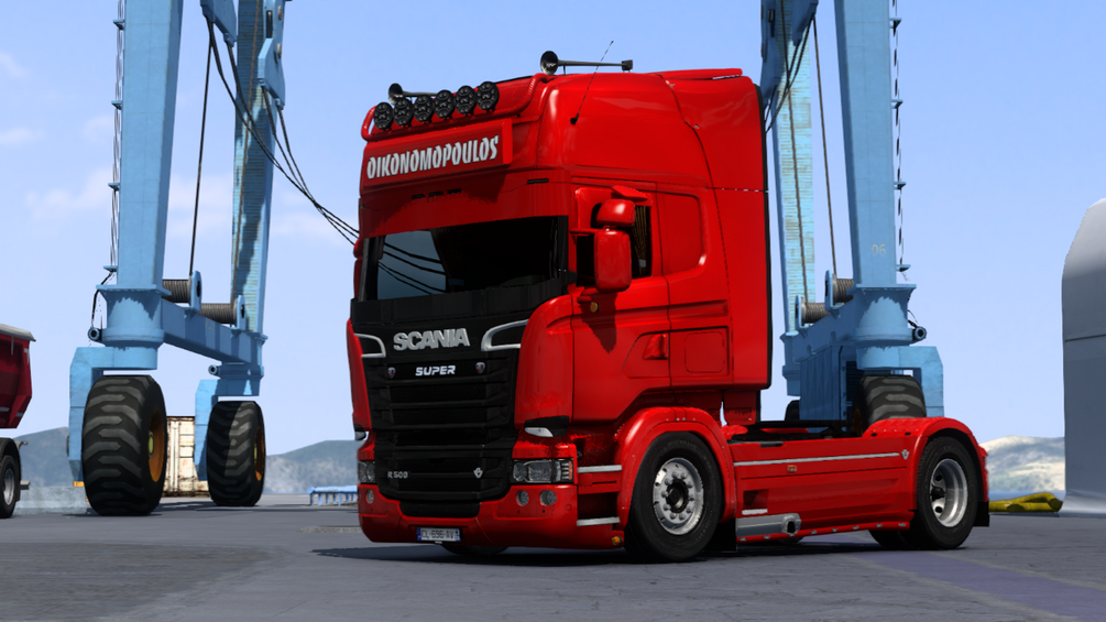 Oikonomopoulos red no.1 scania skin by SOTOS CUSTOMS ETS2
