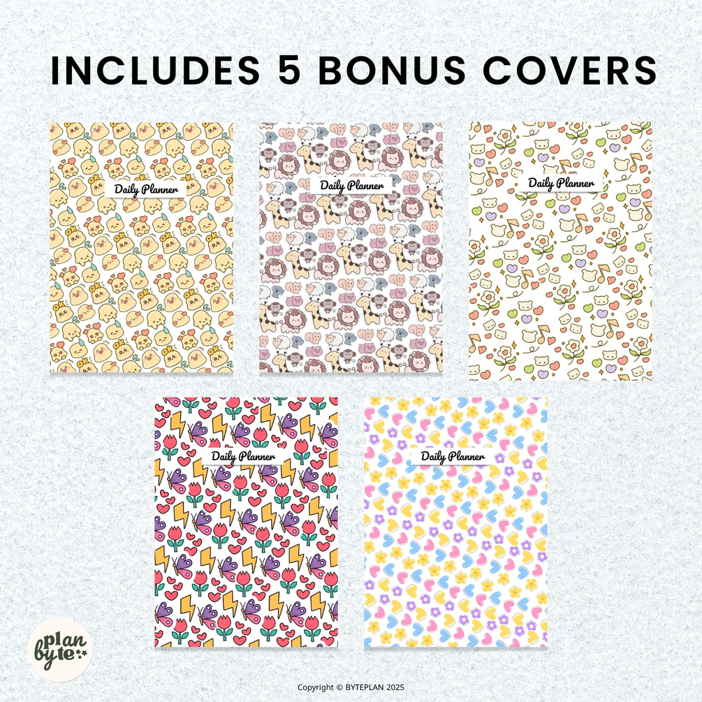 GoodNotes Daily Planner Bundle – 5 Layouts, 4 Sizes + 10 Free Covers