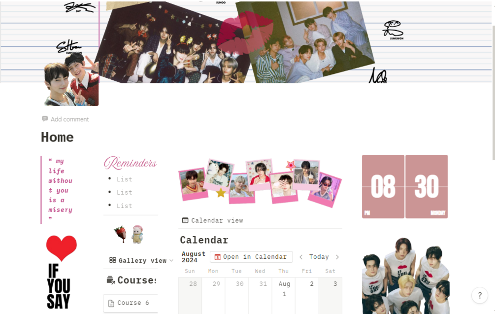 Notion Student Template Bundle Enhypen Themed 4 Pages Notion Template