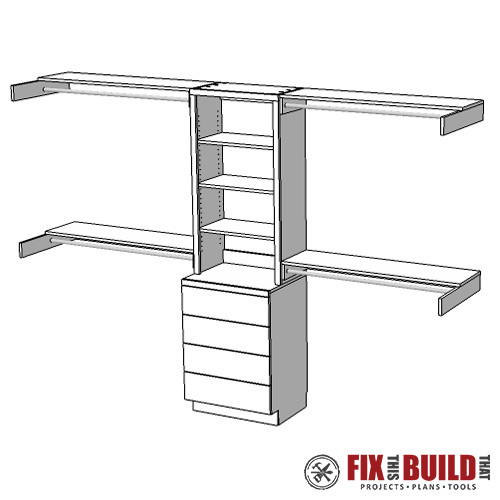 DIY Closet Organizer with Shelves and Drawers