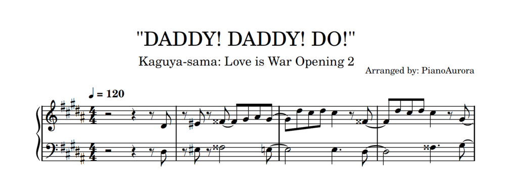 Kaguya-Sama: Love is War! OP 2 - "Daddy Daddy Do!" - EASY Piano Sheet Music