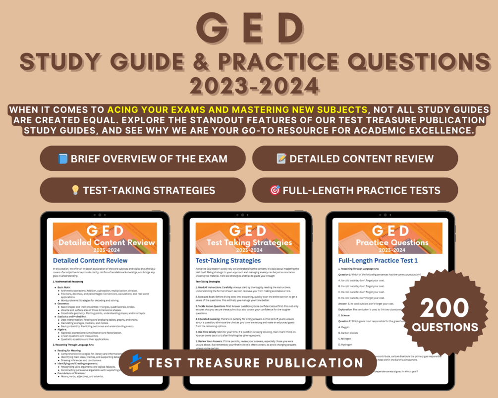 GED Exam Study Guide & Practice Questions 20232024 with 2 FullLength