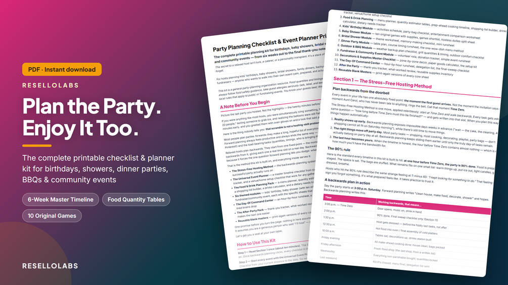Party Planning Checklist & Event Planner Printables cover