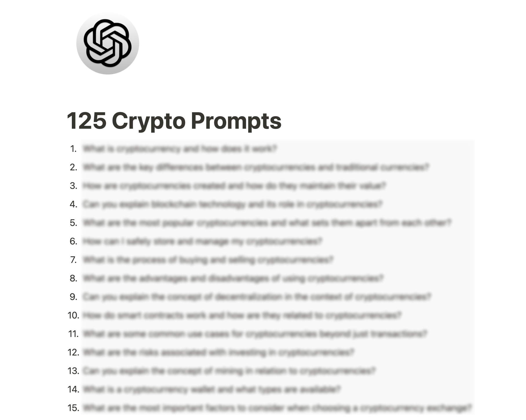 125 ChatGPT Crypto Prompts