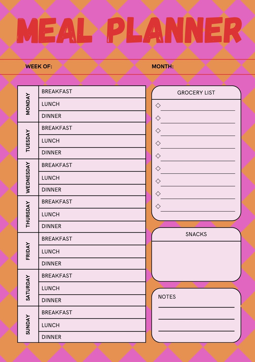 Plan your meals in style with our weekly meal planner 