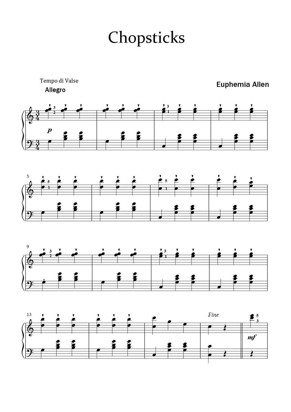 ChopsticksPiano Sheet Music