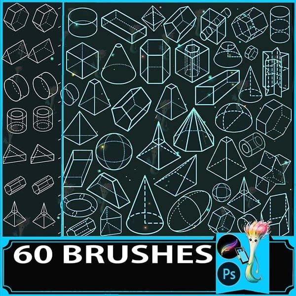 Geometric Perspective Brush Set for Procreate, photoshop stamps, Sketching Tools for Architects and Artists, perspective brush by best procreate brushes