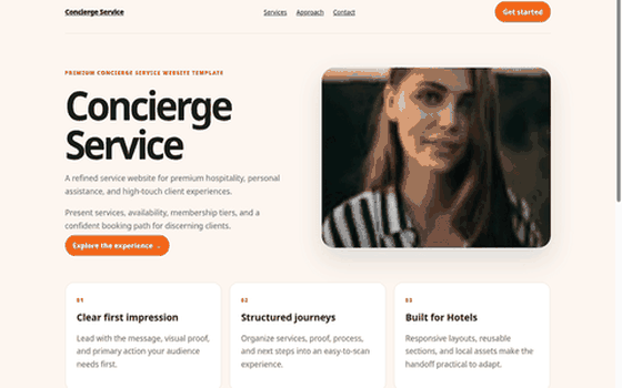 Desktop walkthrough preview of the Concierge Site - WordPress Block Theme website template