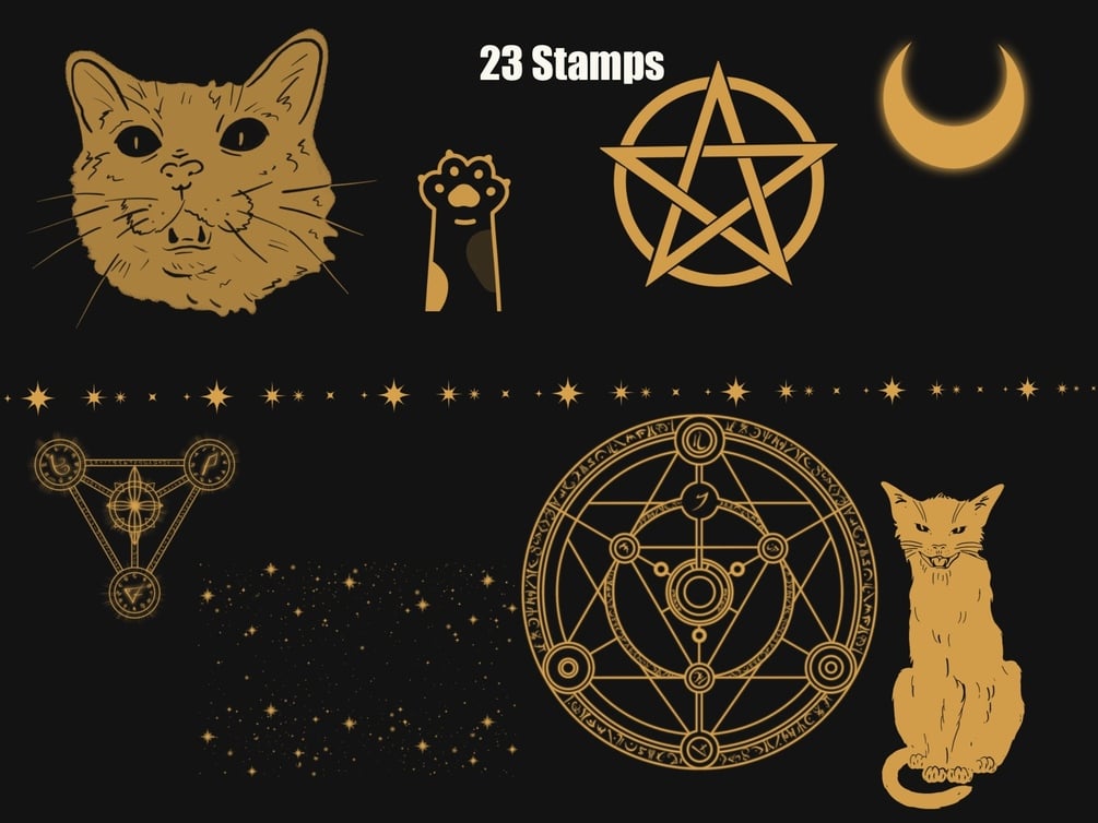 Procreate 141 Tarot Stamps Witch Mystic Brush Tattoo Witchcraft