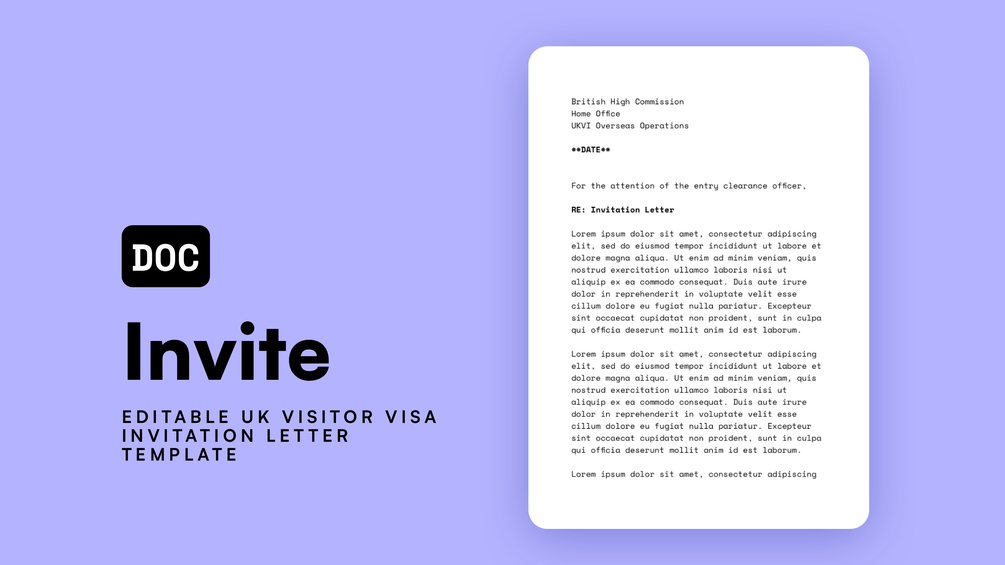 Invite UK Visitor Visa Invitation Letter Template