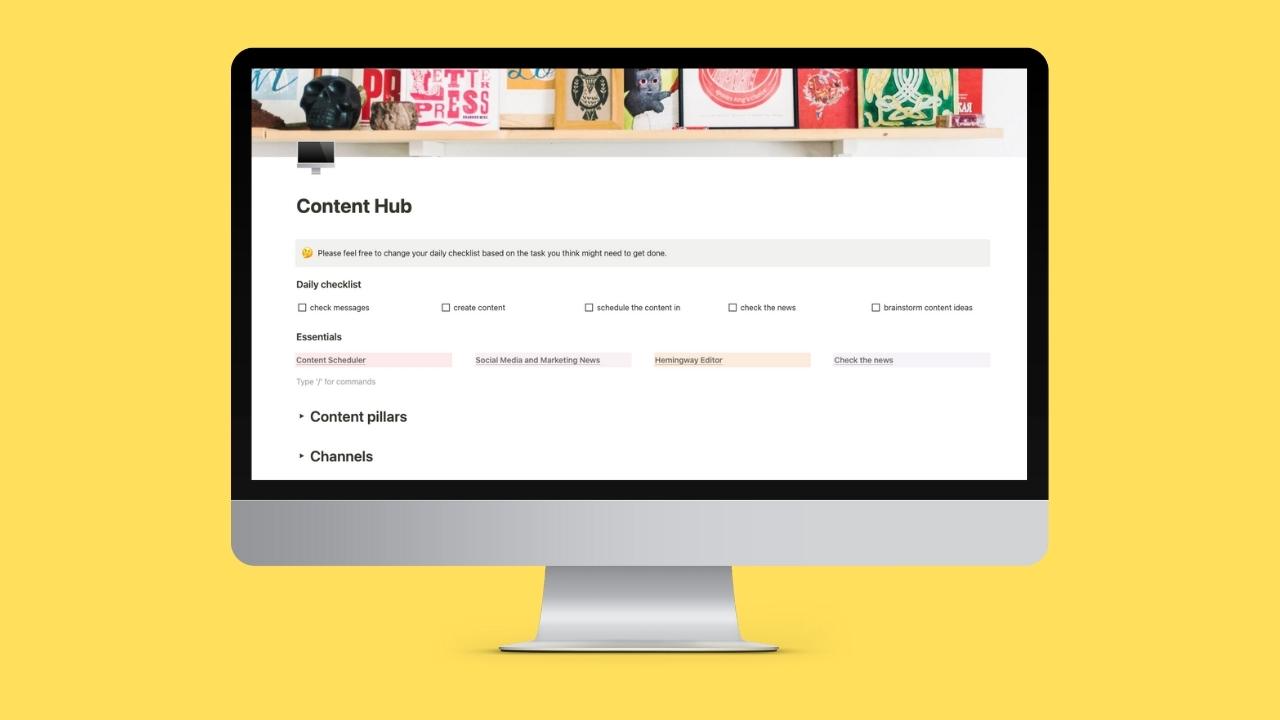 Content Hub template for Notion