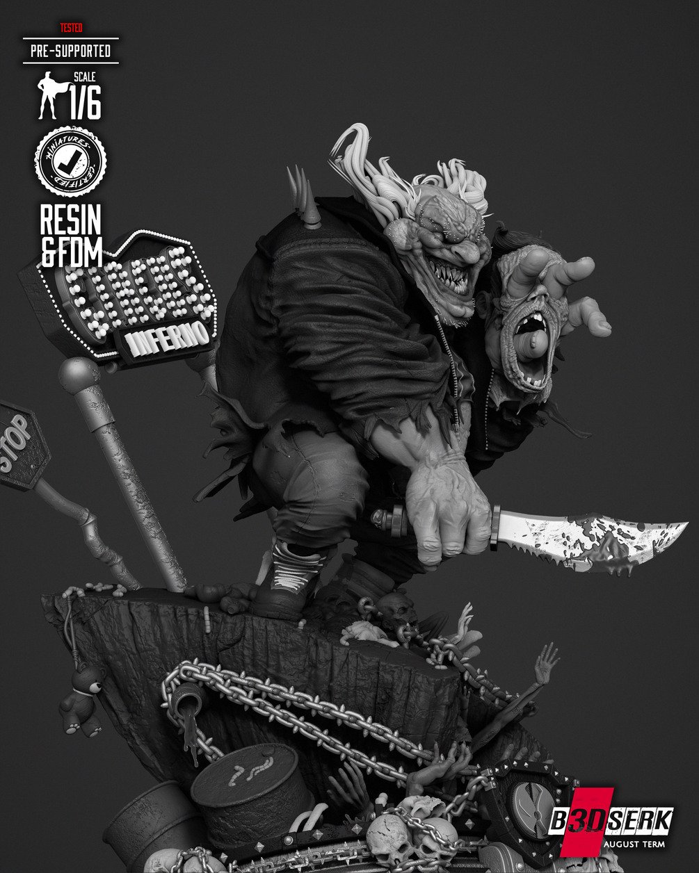 B3DSERK August term 2024 Violator Clown Sculpture ready for