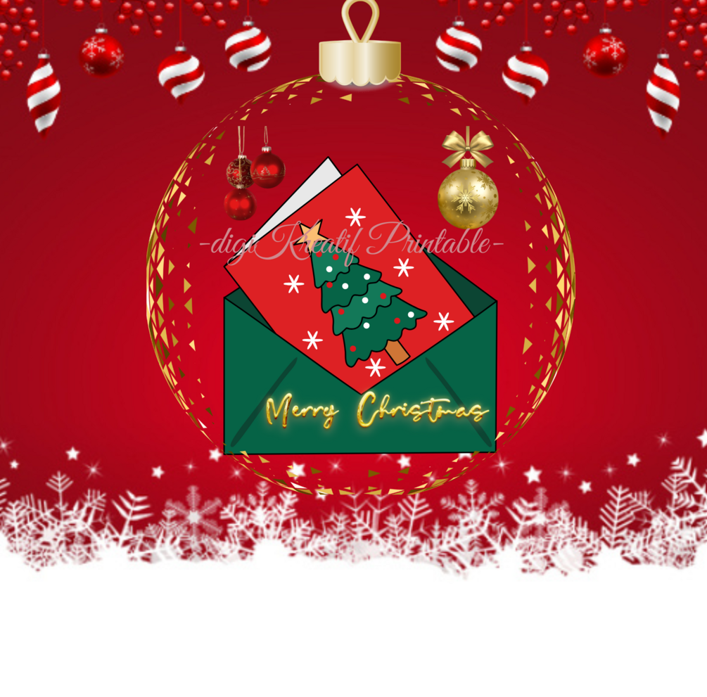 Printable Christmas Greeting Card - Instant Download