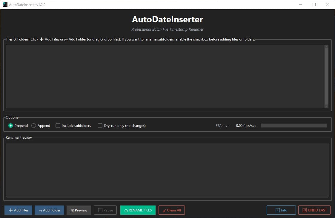 AutoDateInserter Main Interface