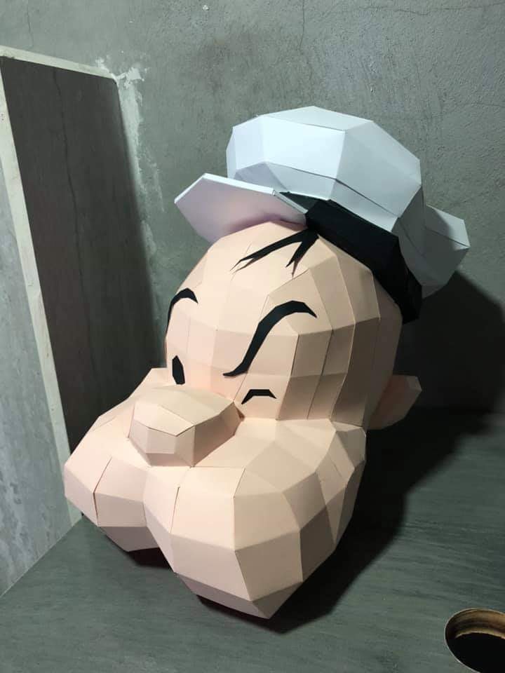 Popeye Head,3D Papercraft ( Template + Instruction )