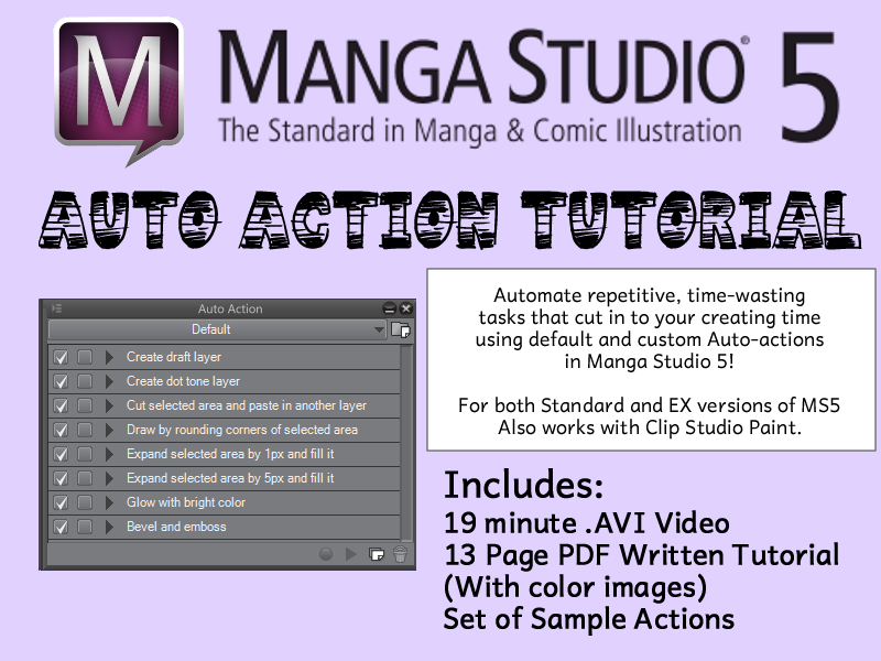 Manga Studio 5 Auto Action Tutorial Download with Video, PDF