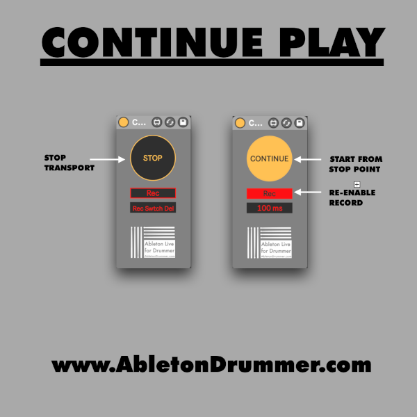 Continue Play + Record in Arrangement View in Ableton Live - Max for Live device