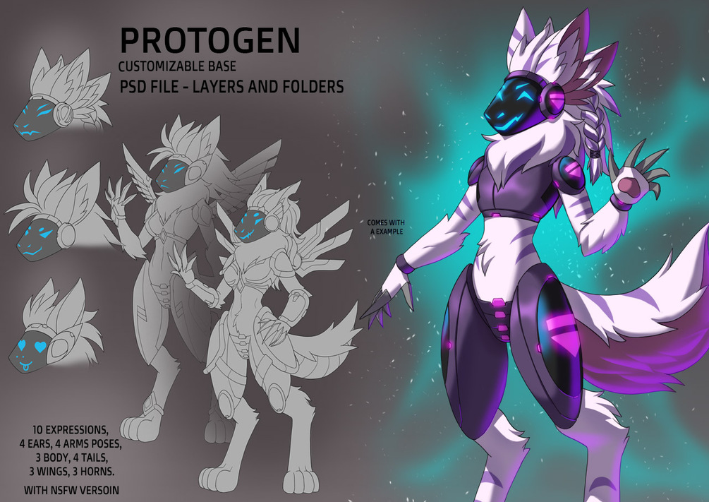 detailed digital art of a protogen posing elegantly