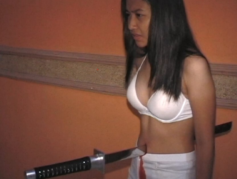 katana girl navel stabbed