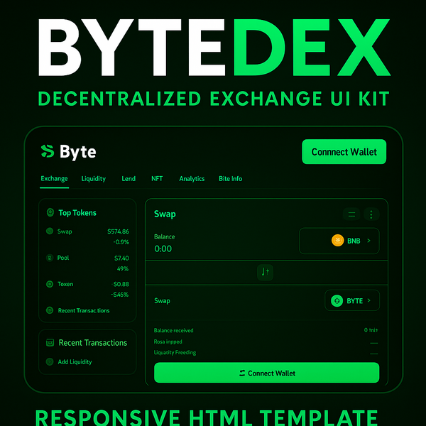 BYTE UI Bundle – DEX + Casino + Landing (3-in-1 Web3 Pack)