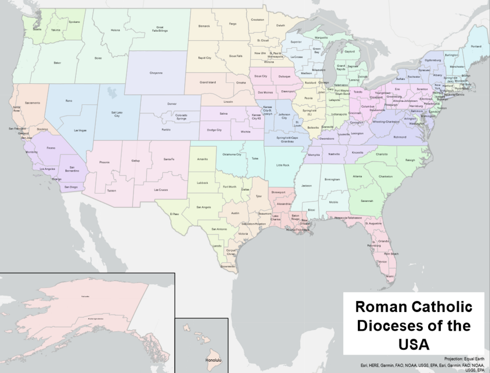 USA Catholic Dioceses Map