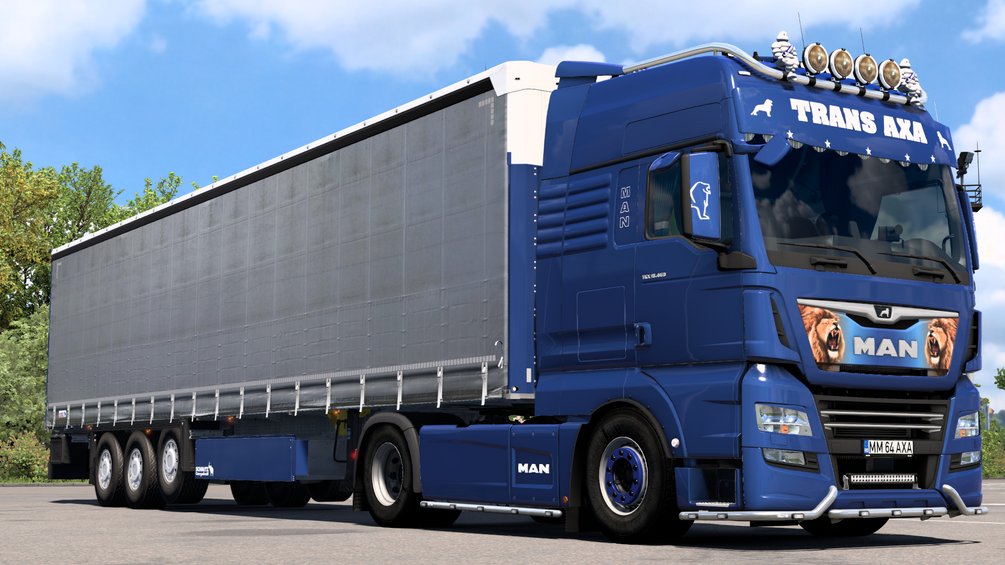 TRANS AXA skin for MAN TGX (xxl) by Gloover and Schmitz trailer dlc. ETS2 by ANGYALFOLDI