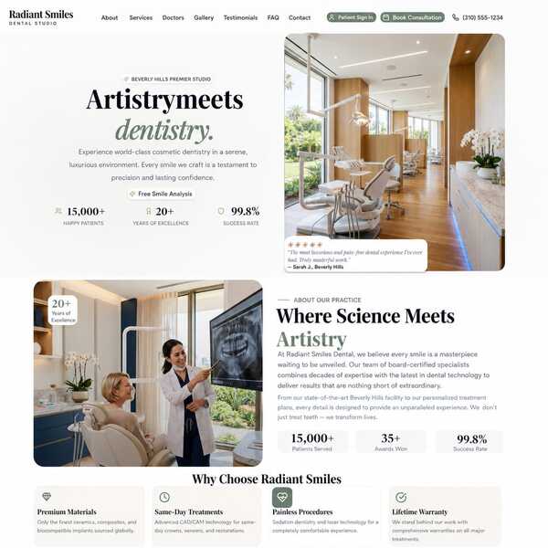 Ultra-Luxury Full-Stack Dental-Studio platform preview