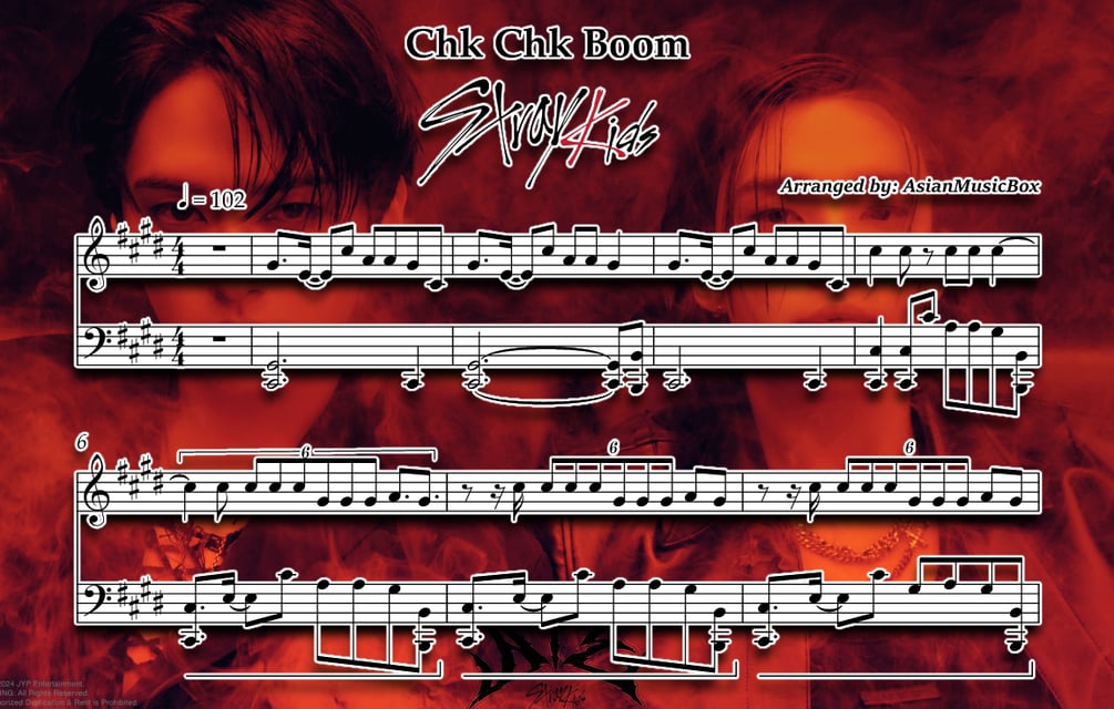 Stray Kids - 'Chk Chk Boom' [Piano Sheet Music / MIDI / WAV]