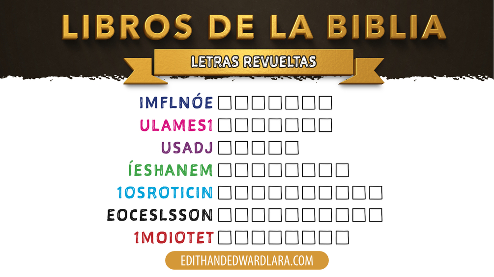 Juego Bíblico para Niños Letras Revueltas Libros de la Biblia Siete