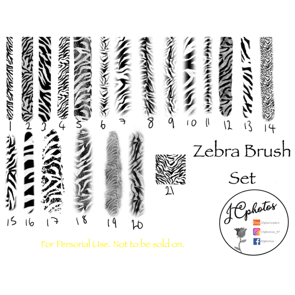 Zebra print Procreate brushes animal print by JCphotosArt