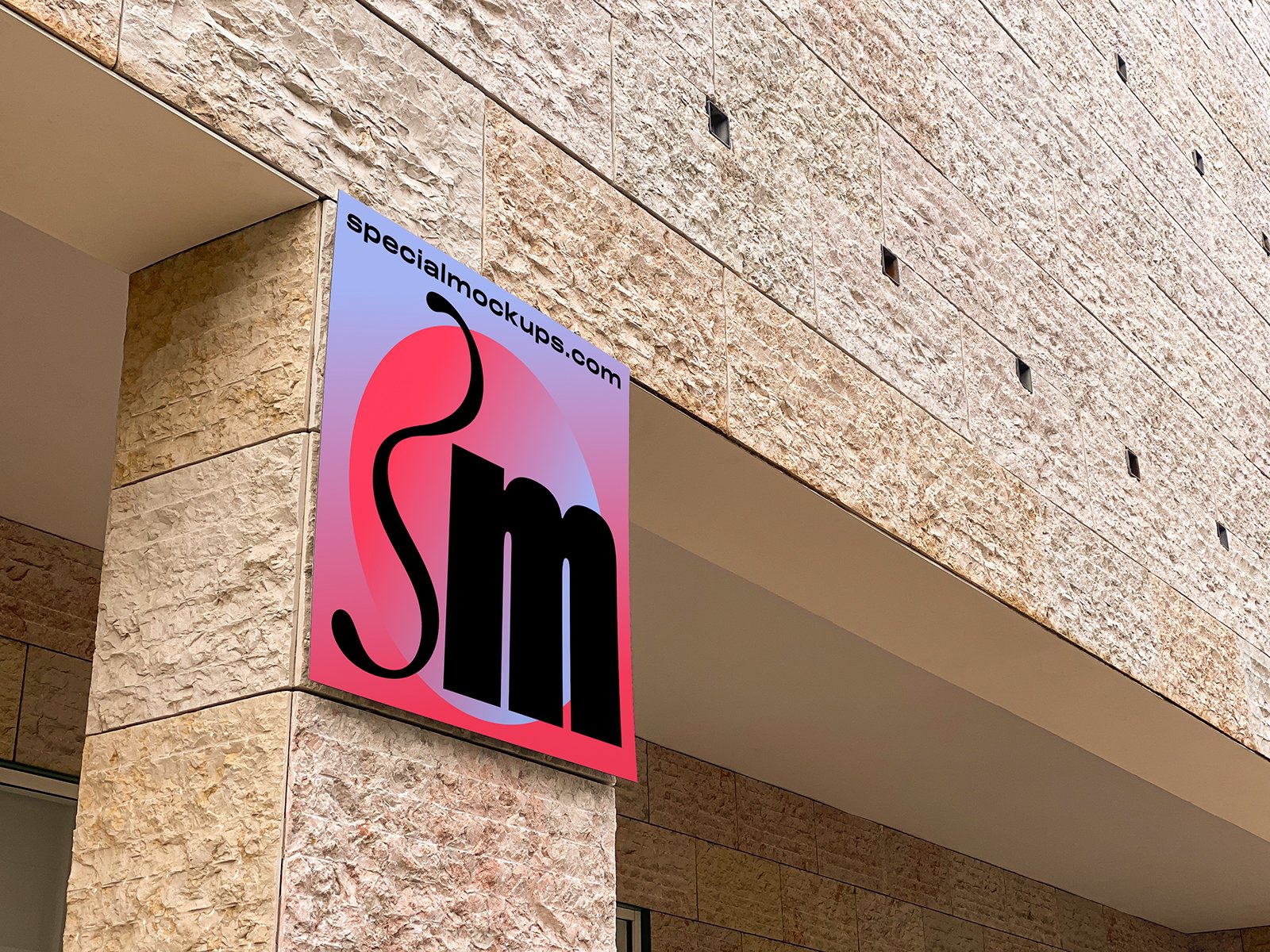 Free Mockup — Wall Sign / Poster v3, PSD