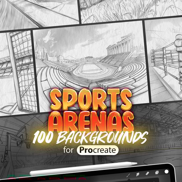 100 Procreate Sports Arenas Backgrounds Collection by ProCreativeBreeze