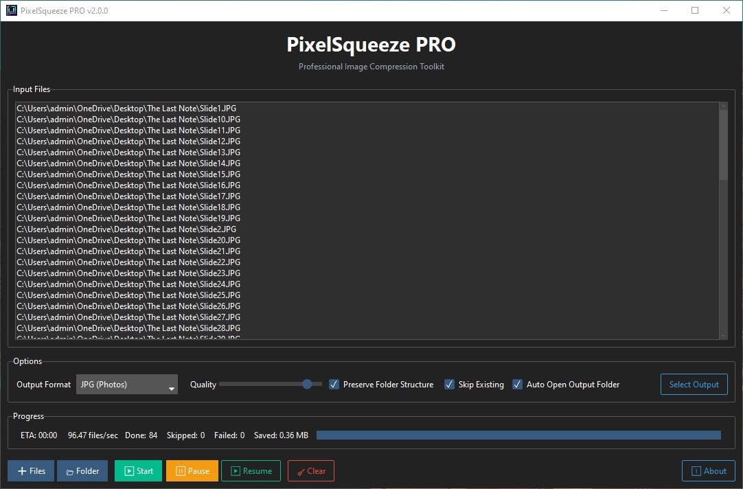 Batch Compression Progress