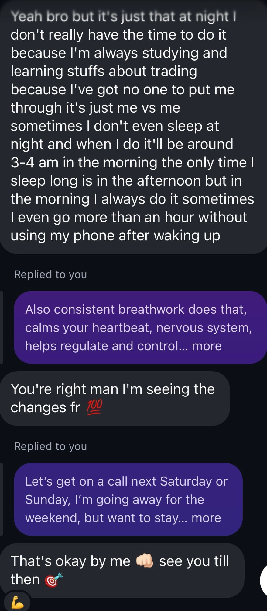 Anonymized Instagram conversation showing practical guidance behind the Vault