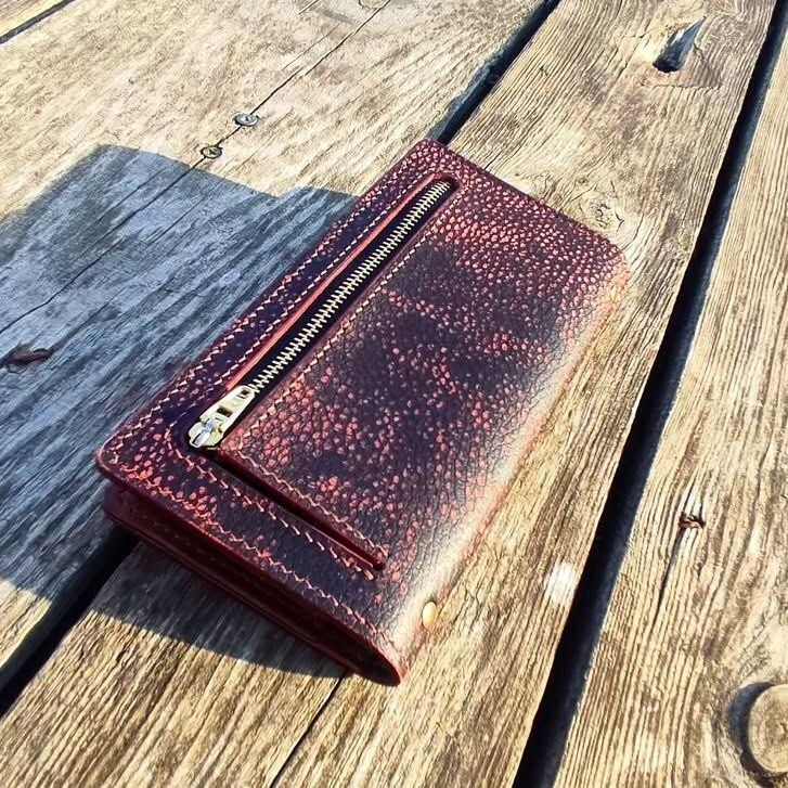 Women’s Wallet with External Coin Pocket — Leather Pattern.