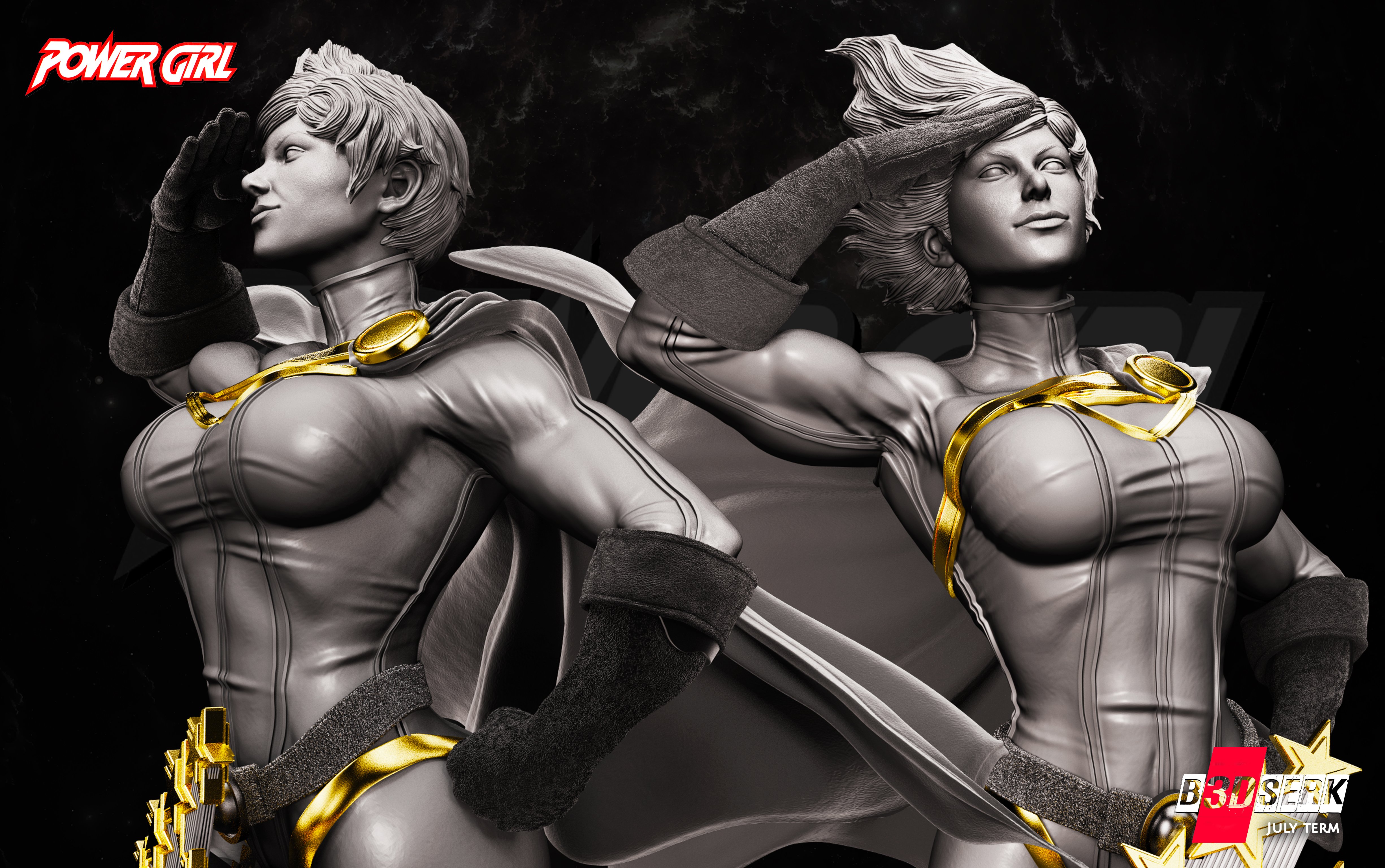 B3DSERK July term 2022: Power Girl Bust 1/4 ready for printing