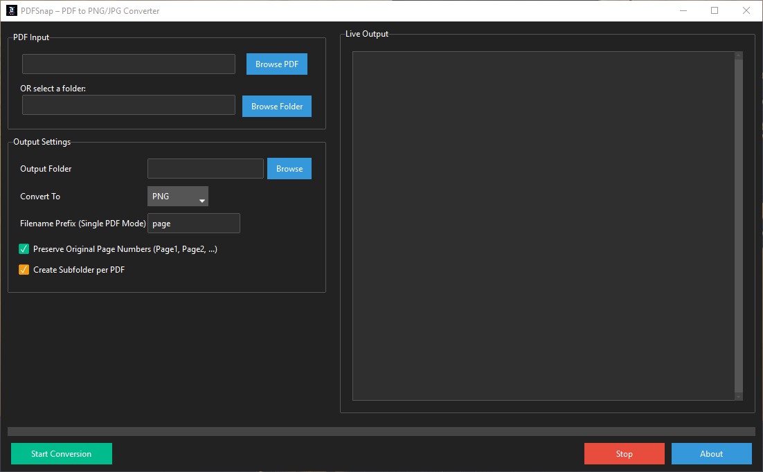 PDFSnap Main Interface