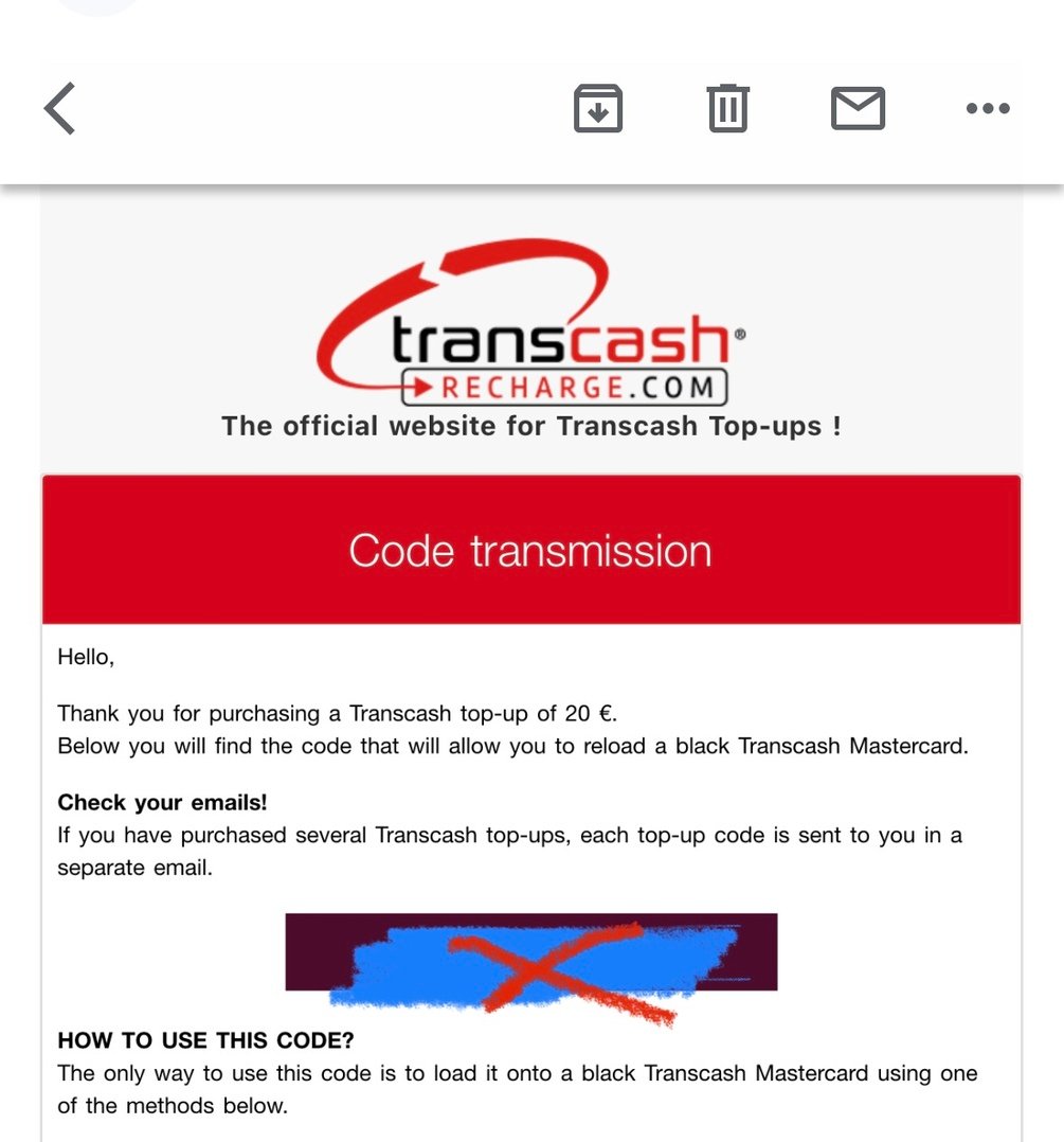 Digital card code Transcash 20€