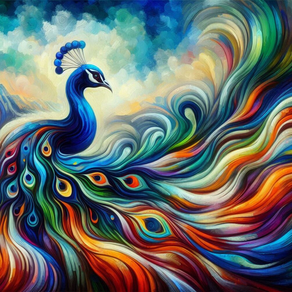 Majestic Peacock Abstract Art