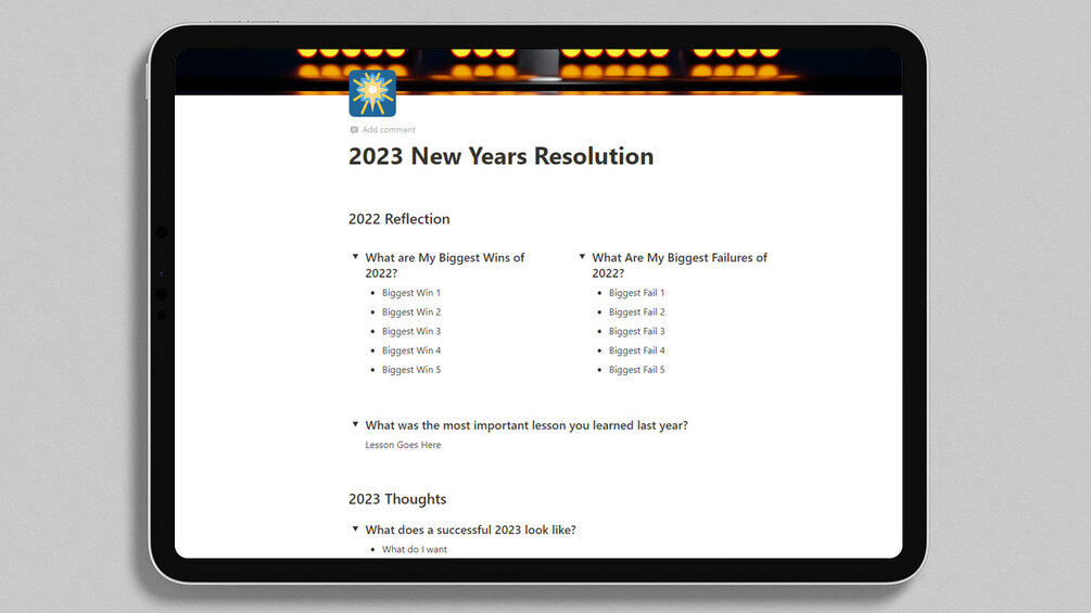 Notion New Years Resolution