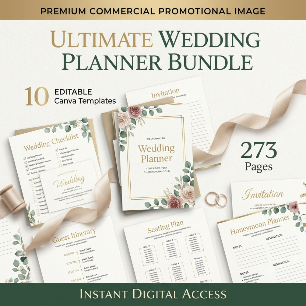 Ultimate Wedding Planner Canva Template Bundle cover