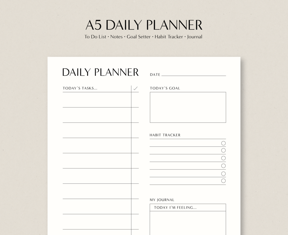  free A5 Daily Planner Printable Fillable PDF